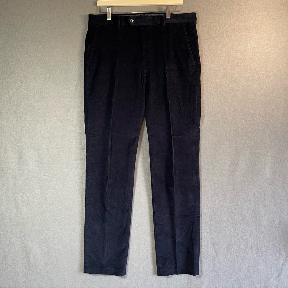 LAUREN Ralph Lauren Mens Corduroy Pants Navy Blue 33x34 Straight Leg Trousers